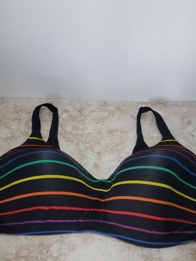 torrid Black Bra with Rainbow Stripes 42 DDD
